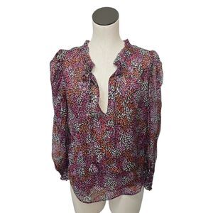MISA Los Angeles Women's Red Siena Long Sleeve Autumn Leaves Top Size Small‎